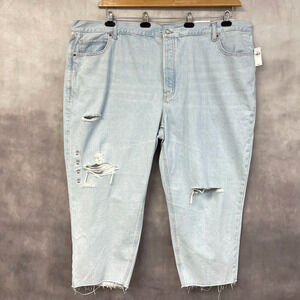 Old‎ Navy Slouchy Straight Crop Jeans Plus Size 28 Distressed Light Wash Grunge